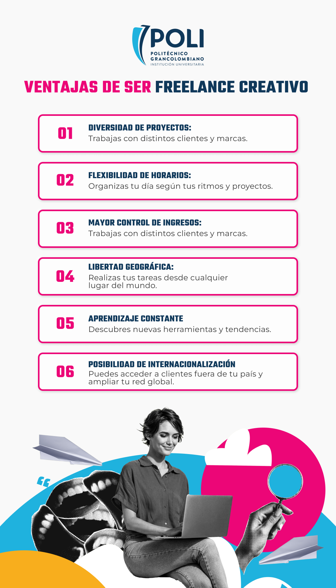 Infografía de los beneficios del trabajo freelance