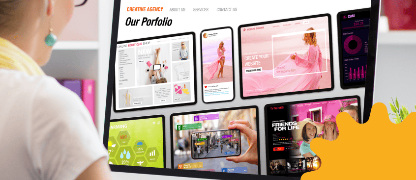 Mujer realizar su portafolio en línea